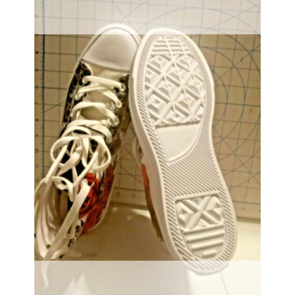 RAAD Shop Abstract & Roses  WHITE Hi-Top 9.5M - Picture 12 of 13
